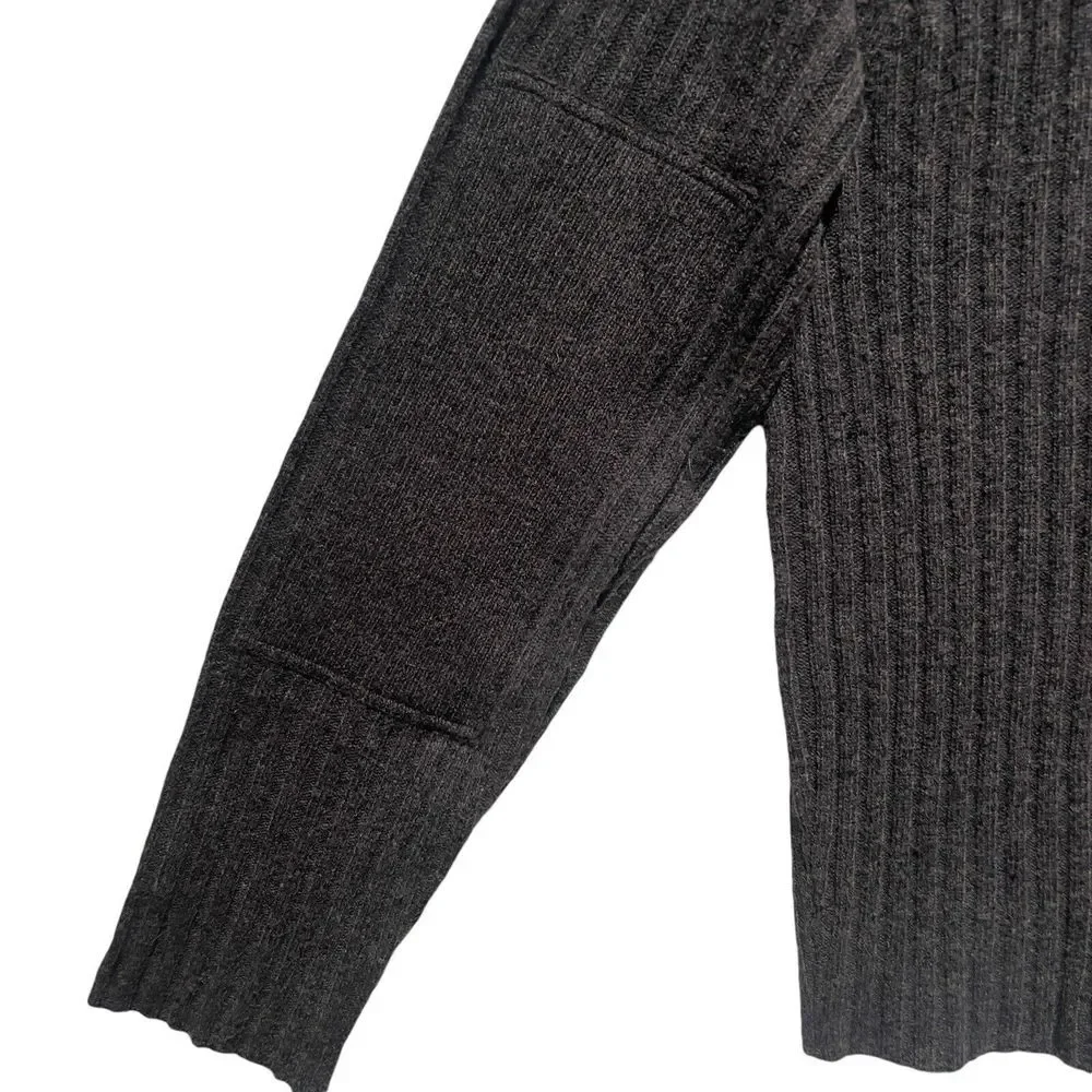 Vintage Abercrombie & Fitch Mockneck Sweater Size XL Gray Lambswool Patch Elbows